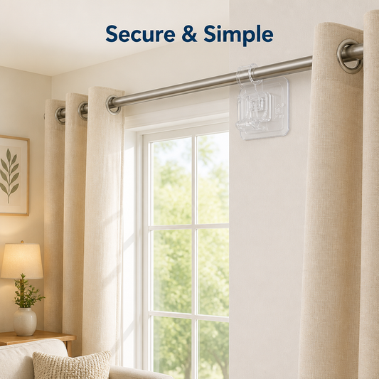 No-Drill Curtain Rod Holders (Set of 4 Pcs)