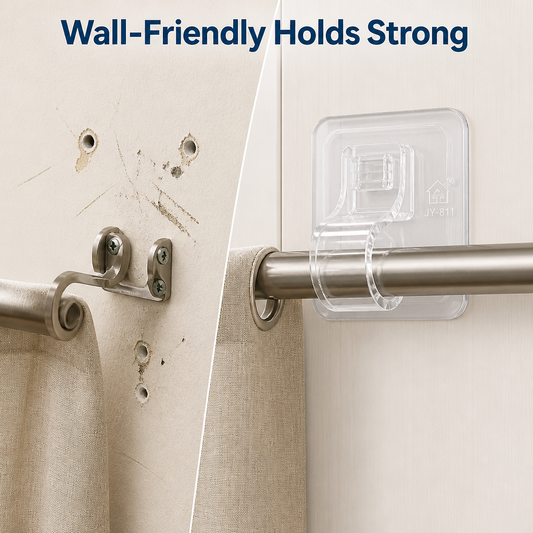 No-Drill Curtain Rod Holders (Set of 4 Pcs)